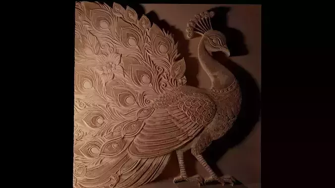 Peacock CNC 3d Print High Relief Sand Casting 3D print model