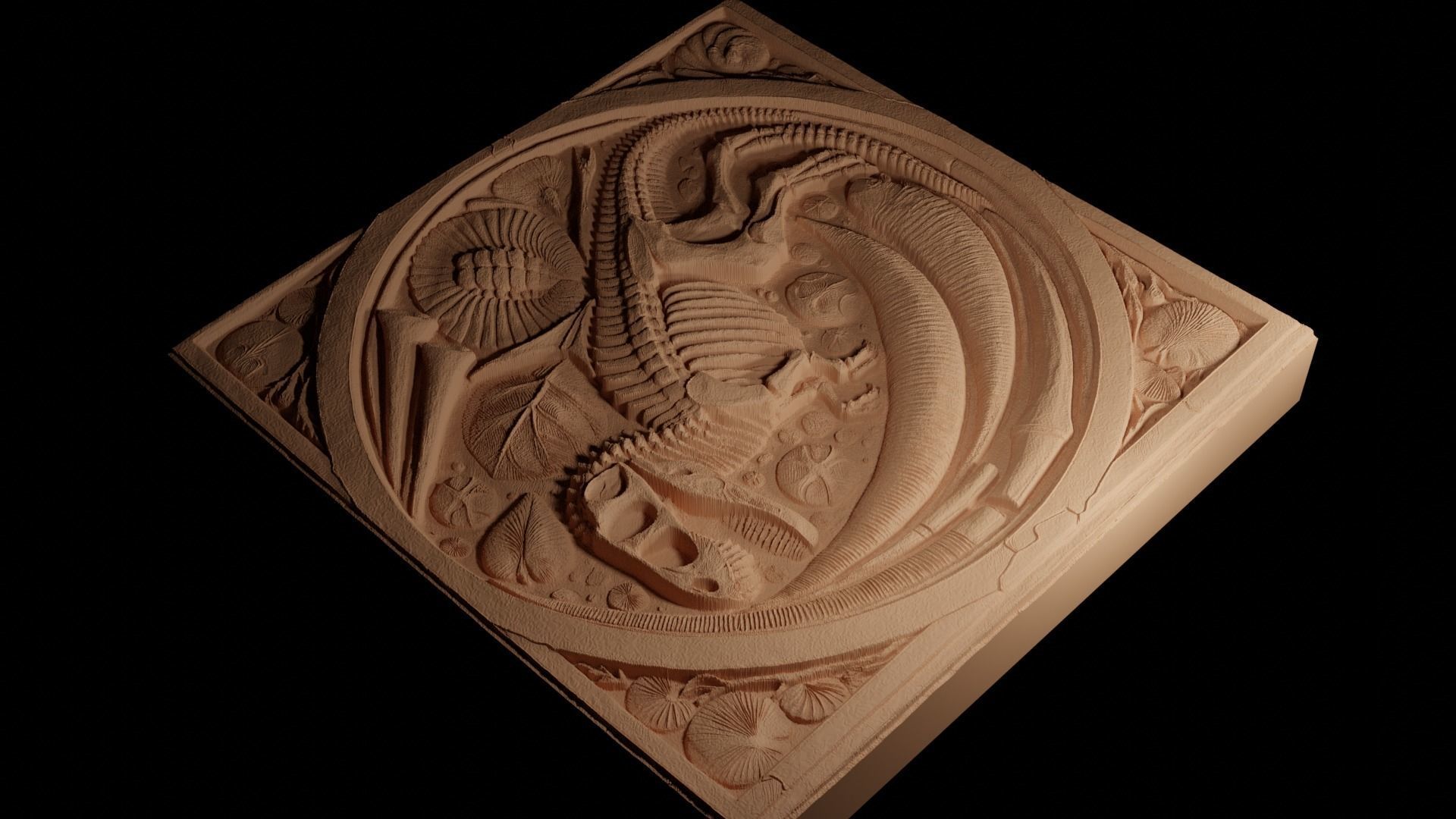 Paleontology CNC 3d Print High Relief Sand Casting 3D print model_4