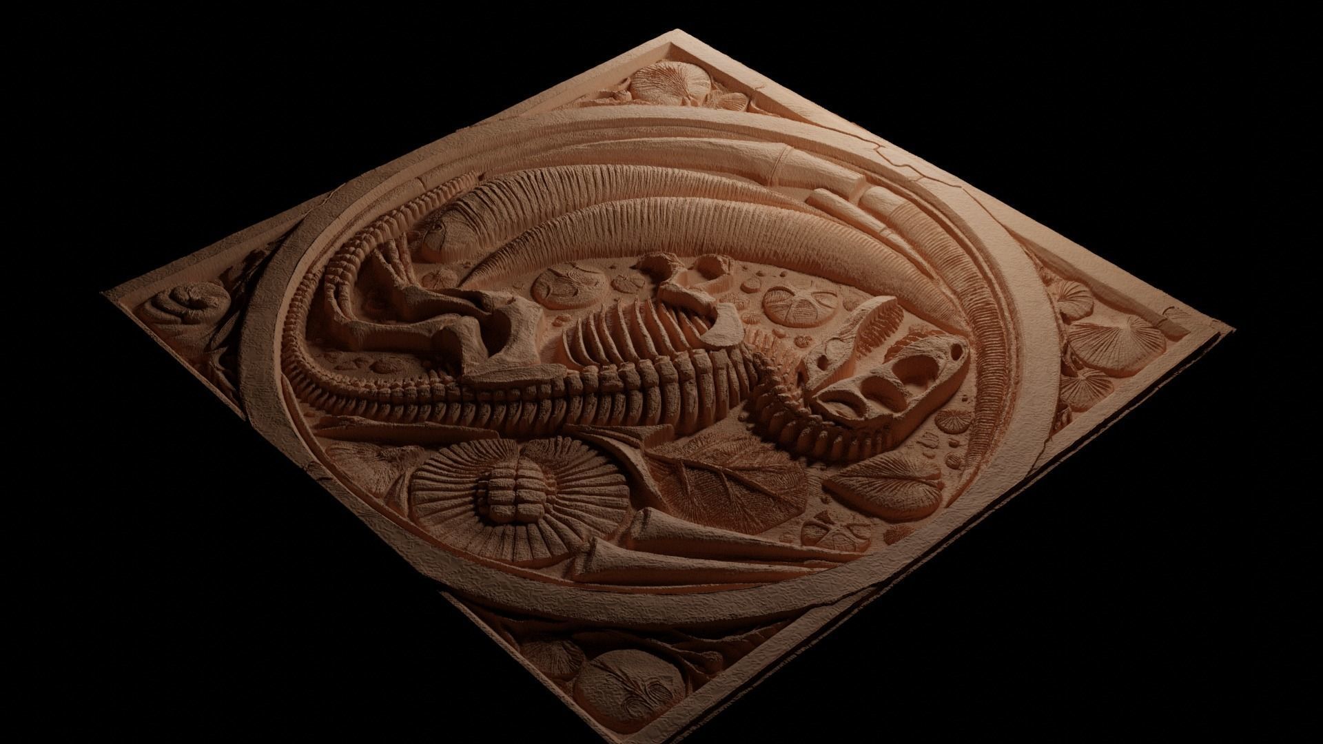 Paleontology CNC 3d Print High Relief Sand Casting 3D print model_3
