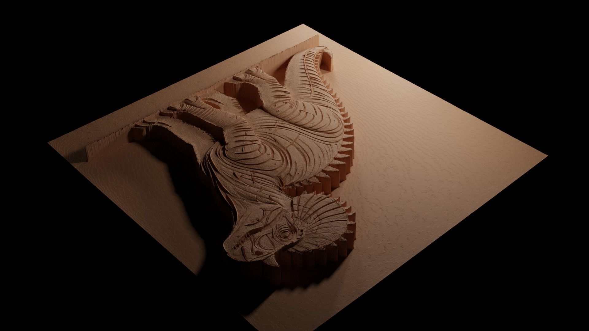 Pachycephalosaurus CNC 3d Print High Relief Sand Casting 3D print model_3