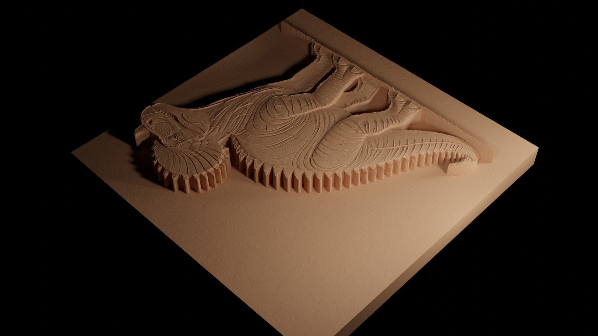 Pachycephalosaurus CNC 3d Print High Relief Sand Casting 3D print model_4