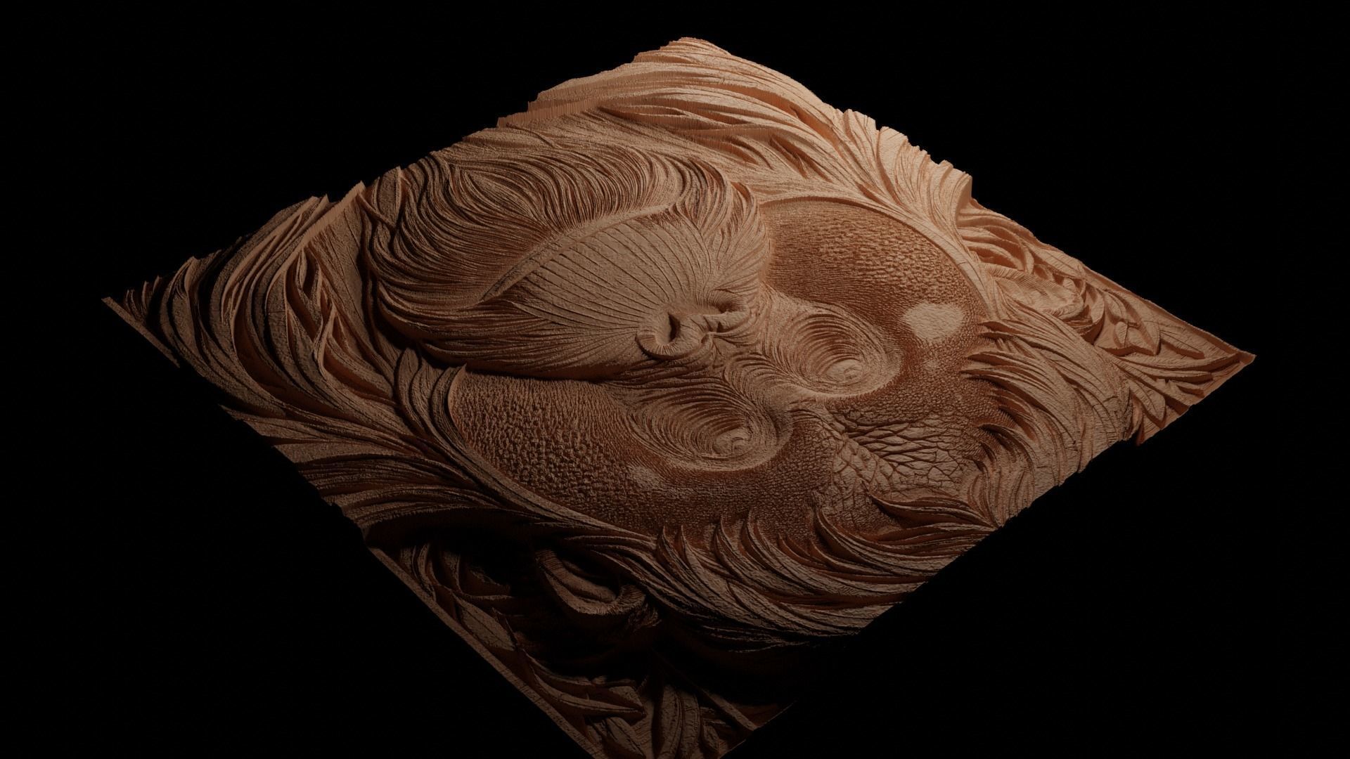 Orangutan CNC 3d Print High Relief Sand Casting 3D print model_3