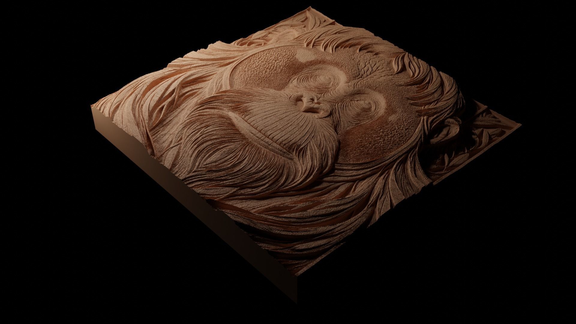 Orangutan CNC 3d Print High Relief Sand Casting 3D print model_1