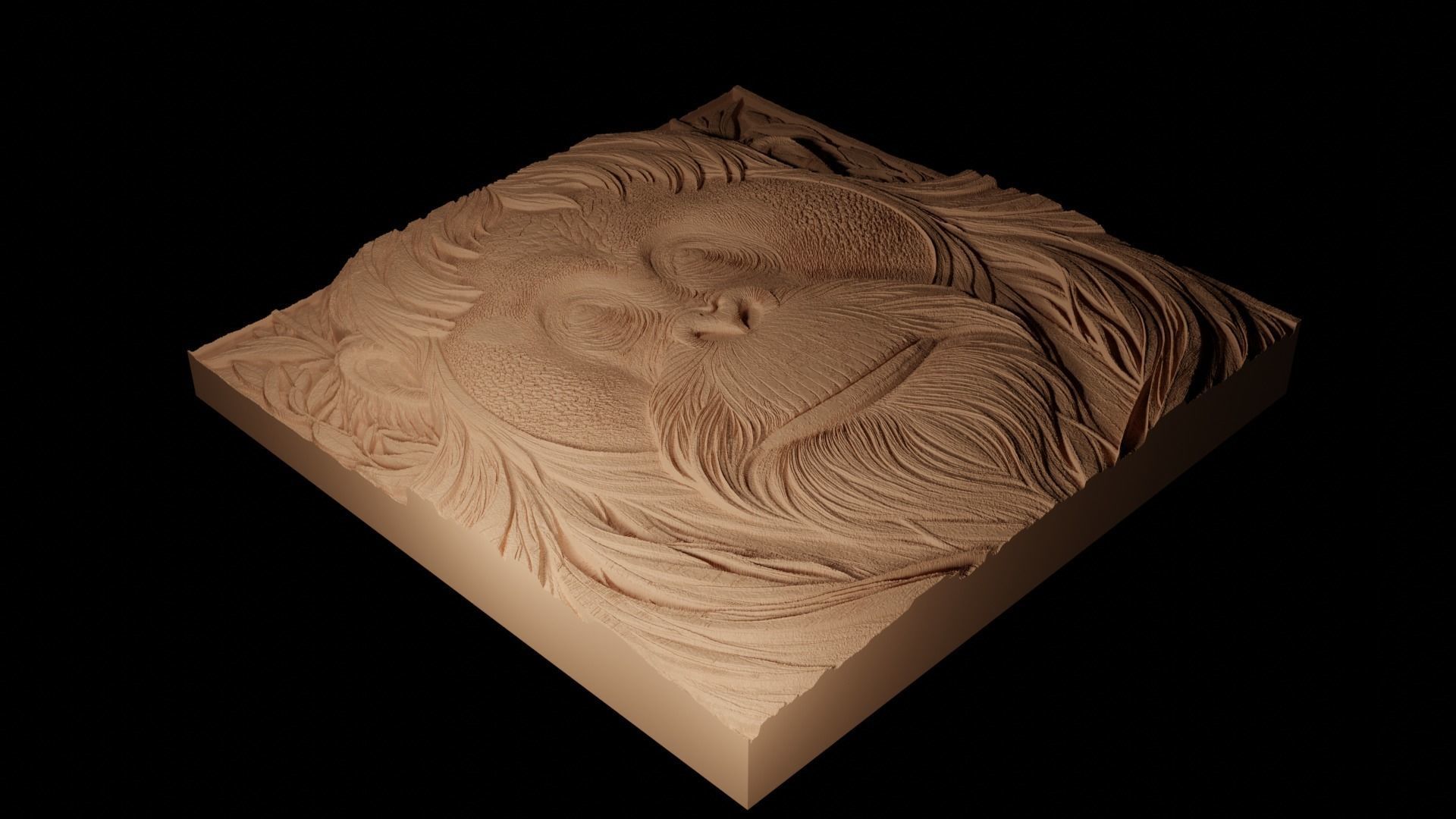 Orangutan CNC 3d Print High Relief Sand Casting 3D print model_2