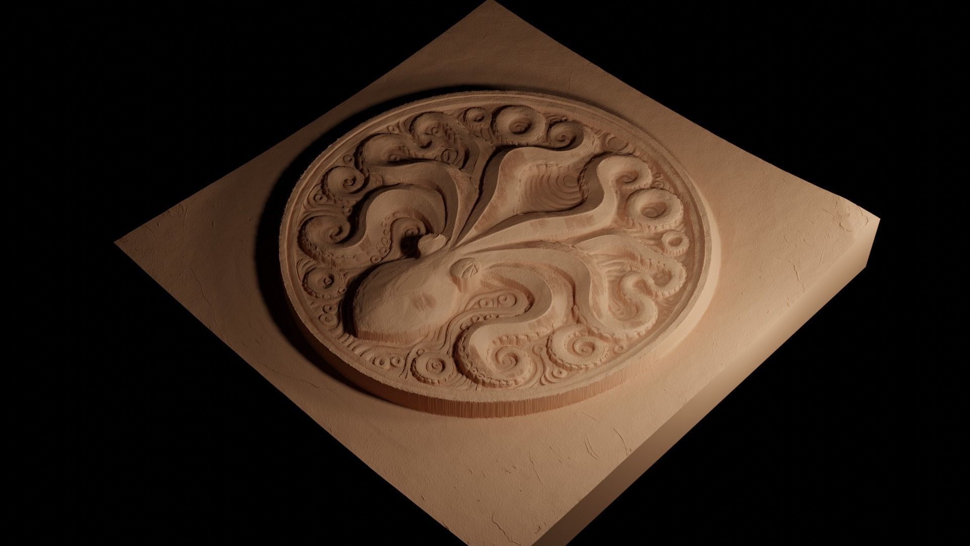 Octopus CNC 3d Print High Relief Sand Casting 3D print model_4