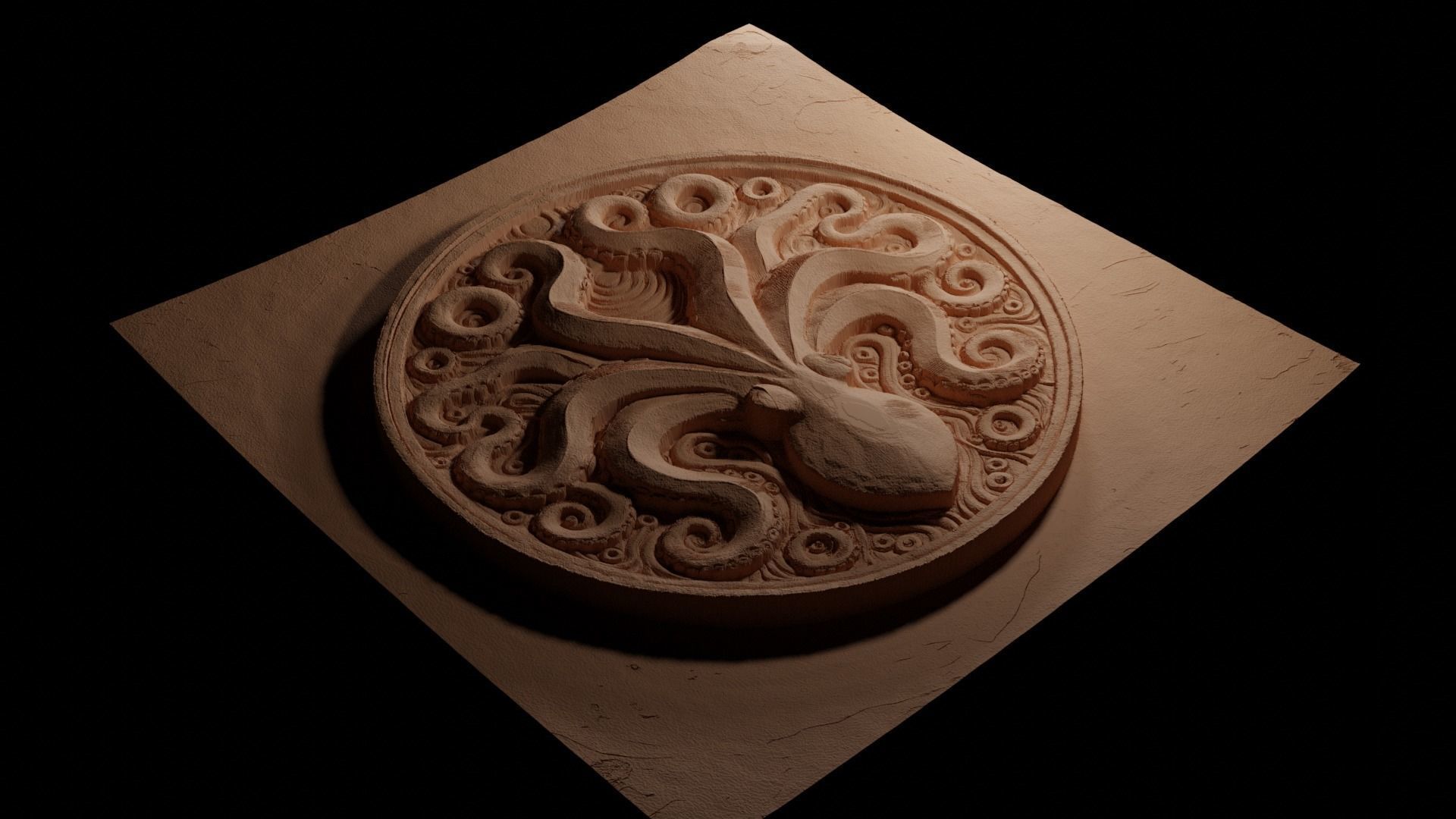 Octopus CNC 3d Print High Relief Sand Casting 3D print model_3