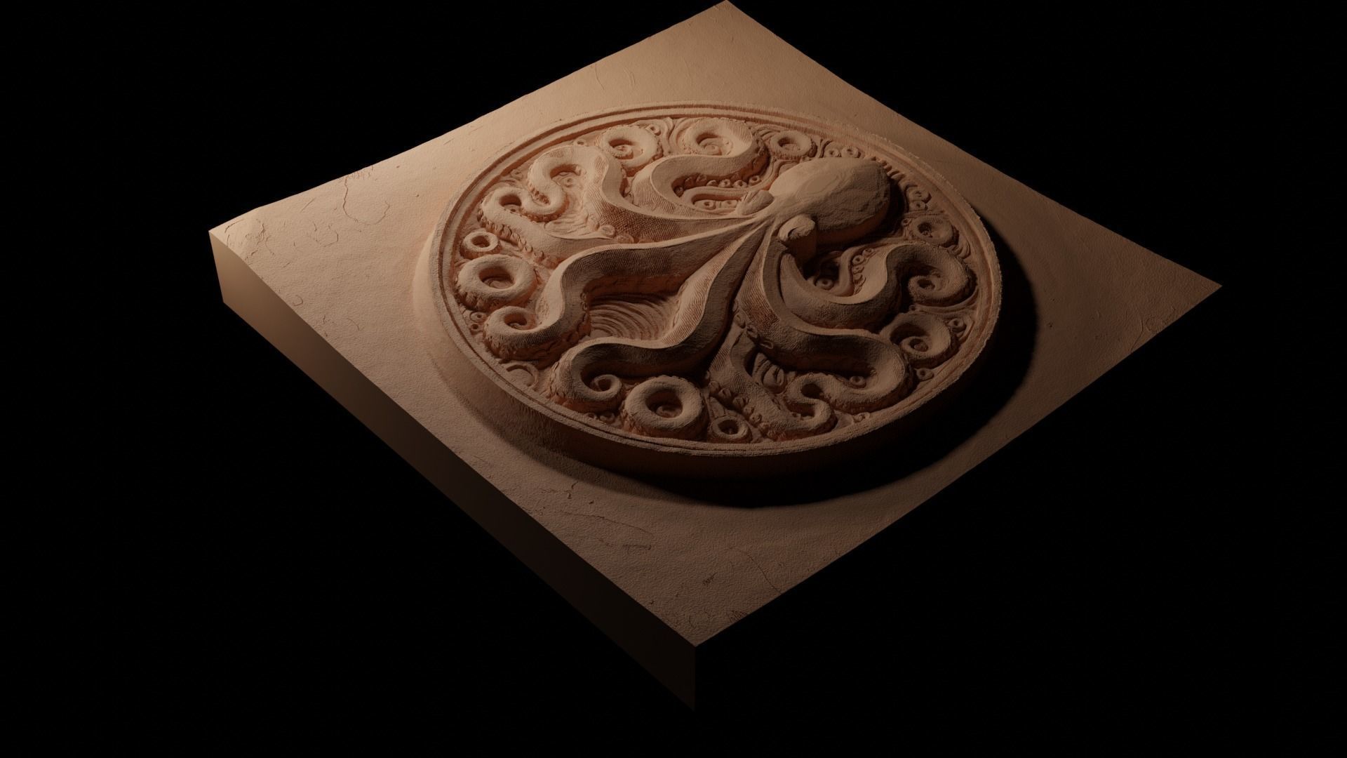 Octopus CNC 3d Print High Relief Sand Casting 3D print model_1