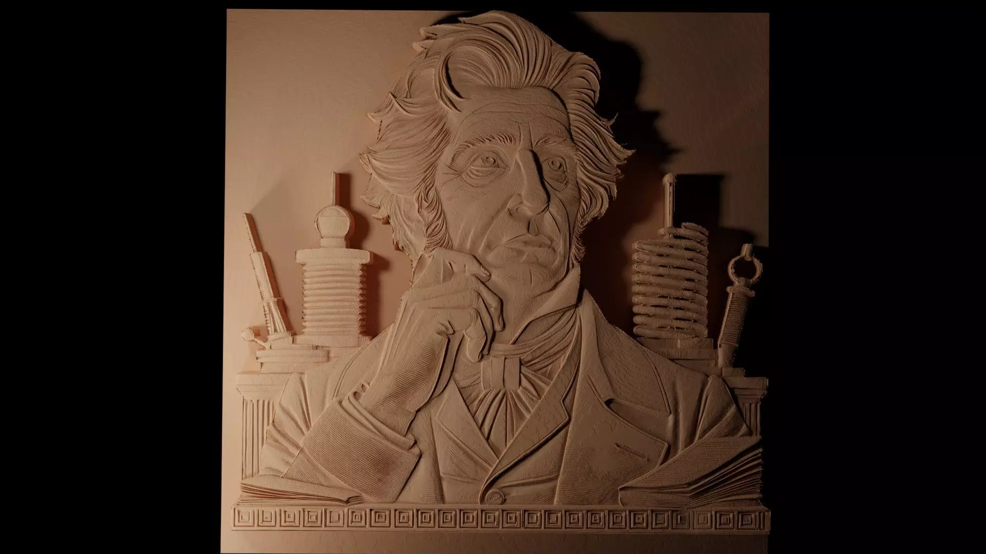 Nikola Tesla CNC 3d Print High Relief Sand Casting 3D print model_0