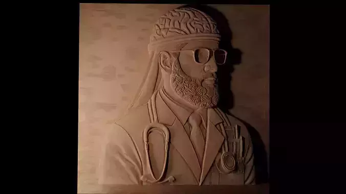 Neuroscientist CNC 3d Print High Relief Sand Casting 3D print model