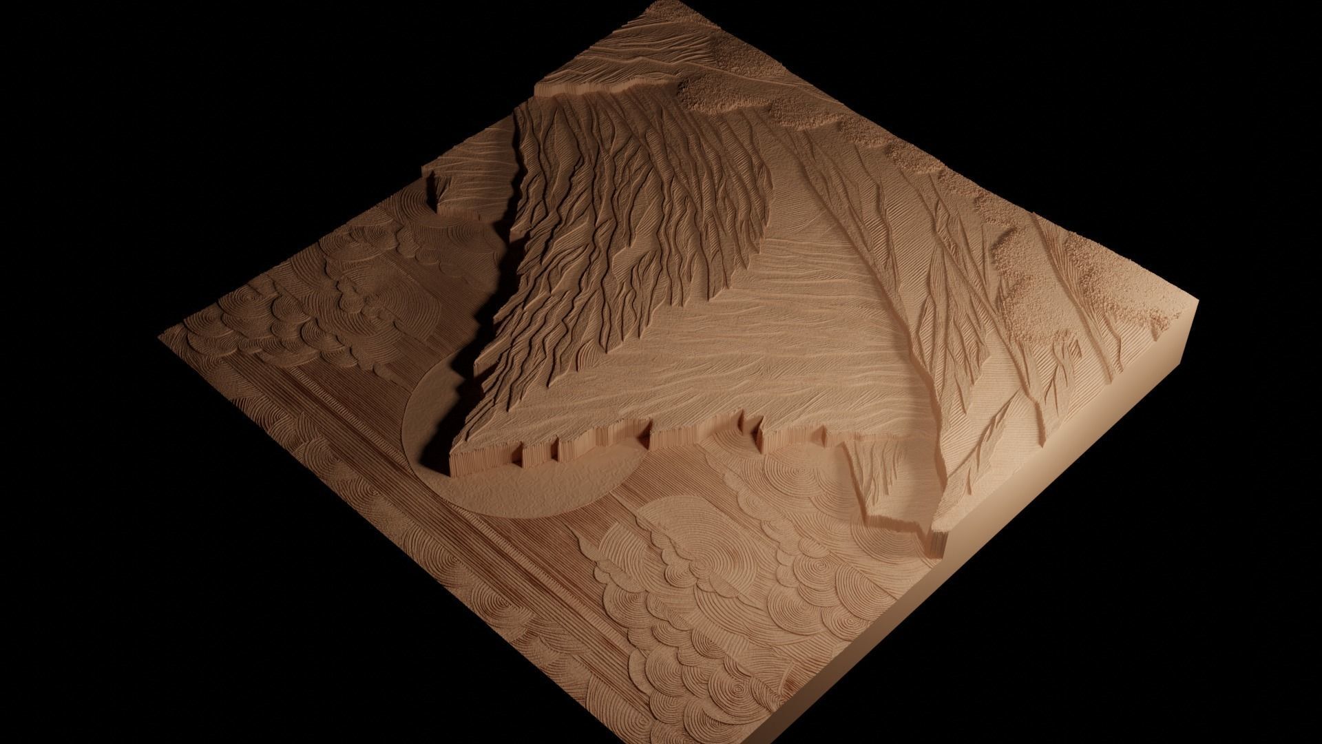 Mountain CNC 3d Print High Relief Sand Casting 3D print model_4