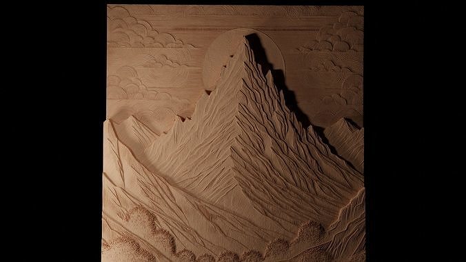 Mountain CNC 3d Print High Relief Sand Casting 3D print model