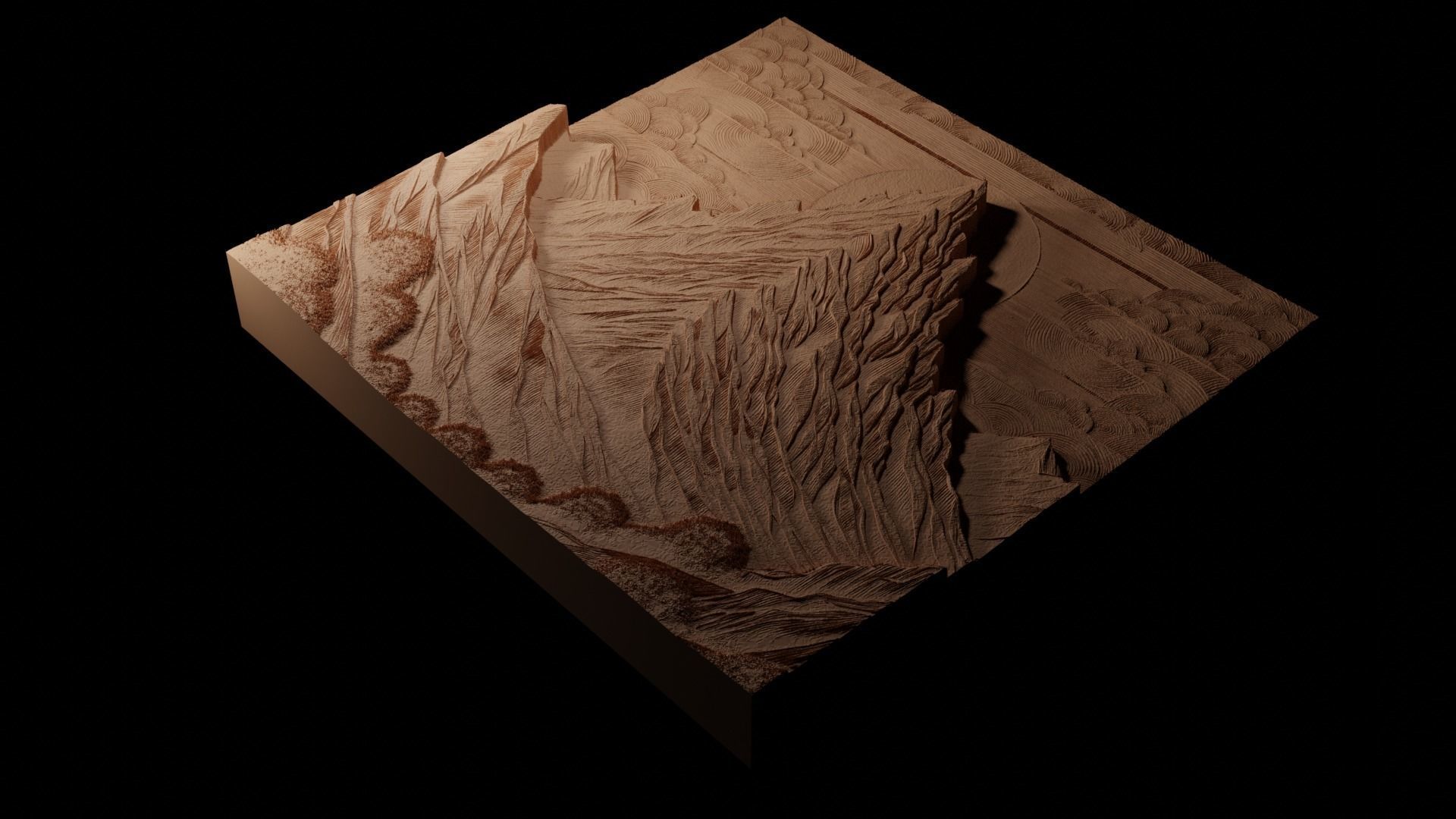 Mountain CNC 3d Print High Relief Sand Casting 3D print model_1