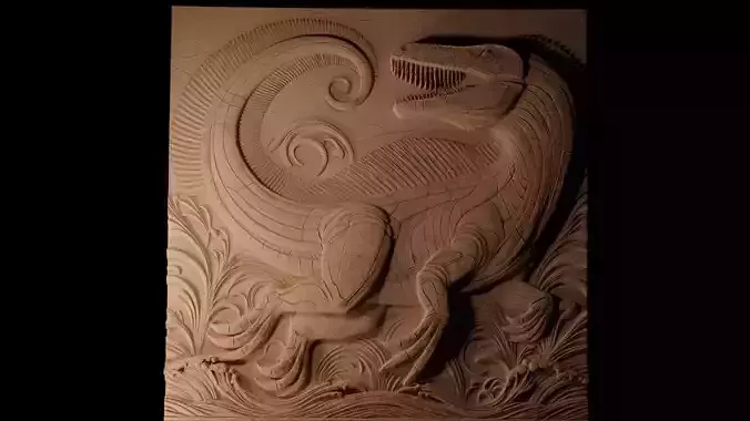 Mosasaurus CNC 3d Print High Relief Sand Casting