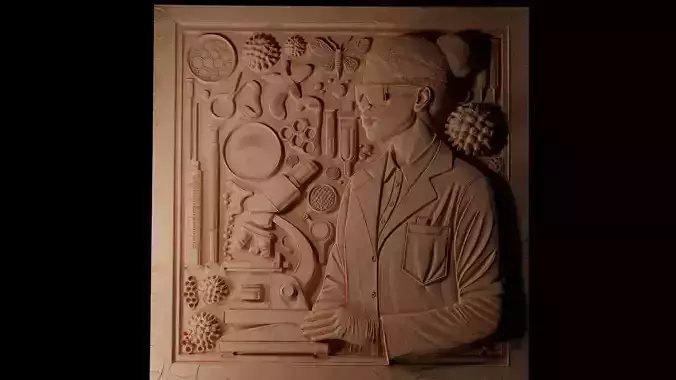 Microbiologist CNC 3d Print High Relief Sand Casting 3D print model