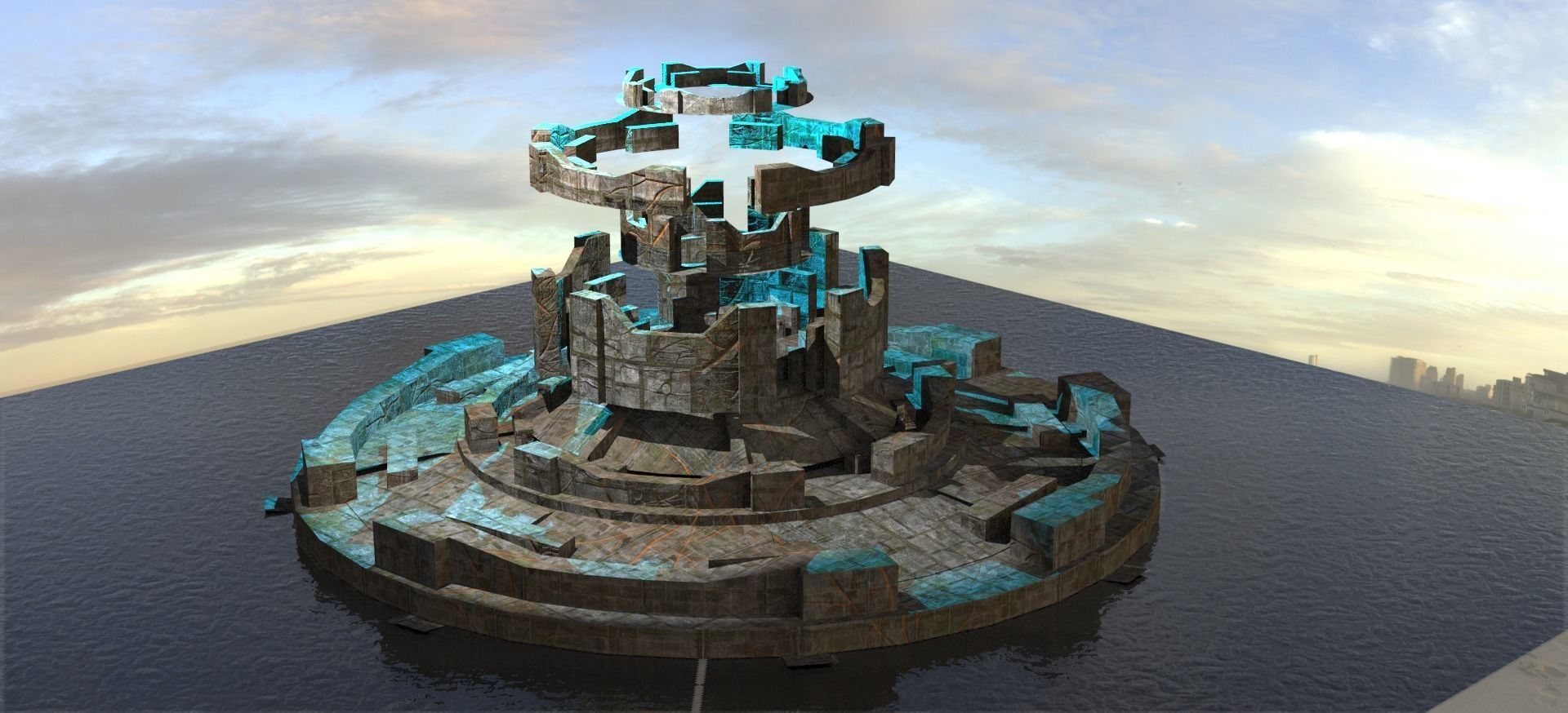 Arch Royal Sci fi sphere maze portal Low-poly 3D model_1