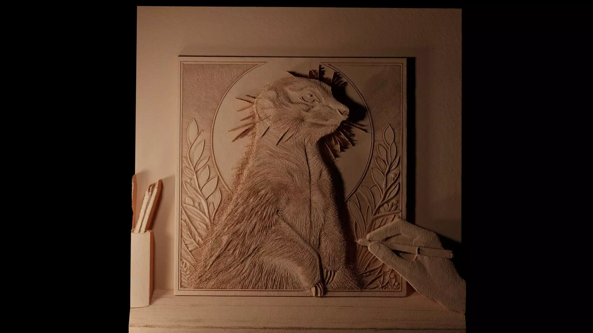 Meerkat CNC 3d Print High Relief Sand Casting 3D print model_0