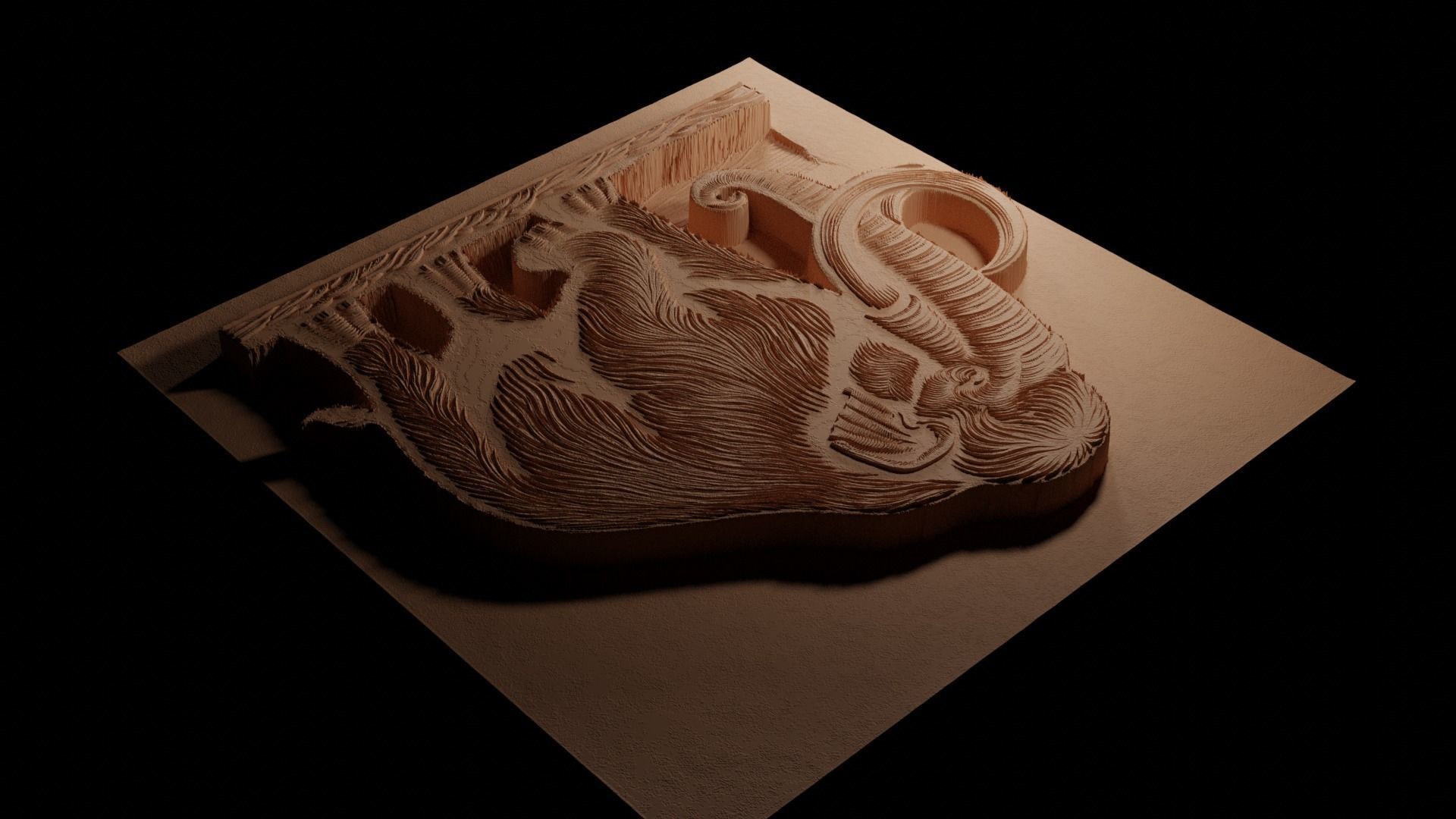 Mastodon CNC 3d Print High Relief Sand Casting 3D print model_3