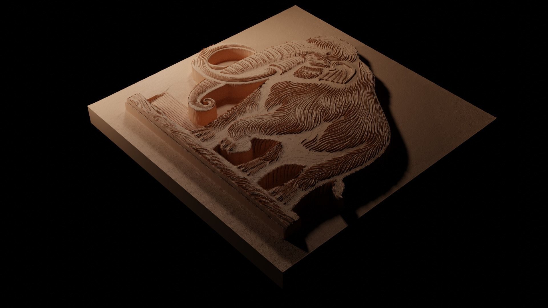 Mastodon CNC 3d Print High Relief Sand Casting 3D print model_1