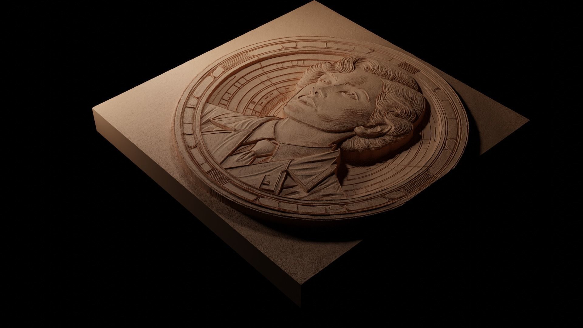 Marie Curie CNC 3d Print High Relief Sand Casting 3D print model_1