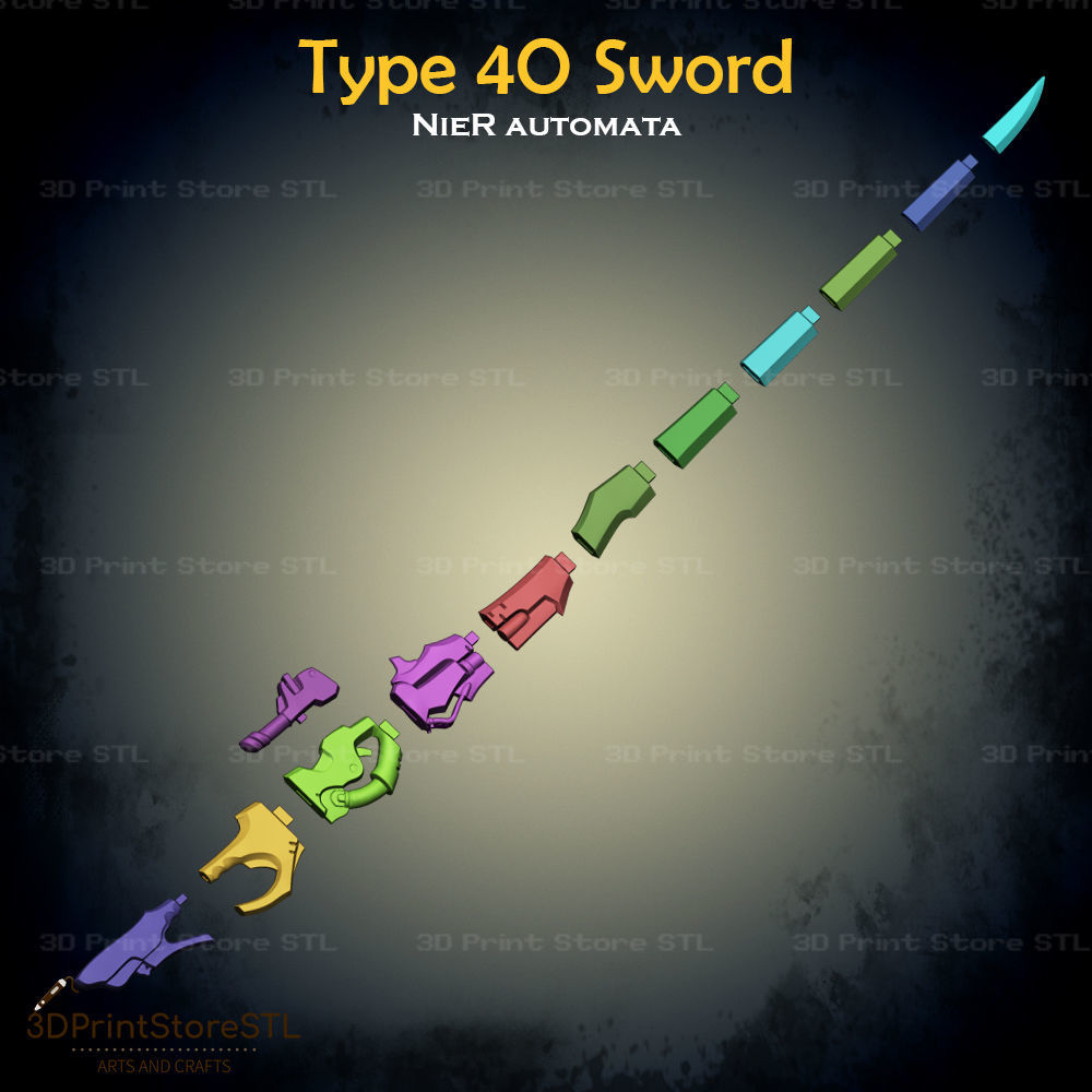 Type 40 Sword Cosplay Nier Automata - STL File 3D print model_4