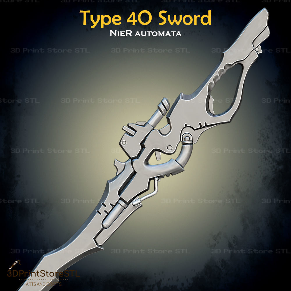 Type 40 Sword Cosplay Nier Automata - STL File 3D print model_1