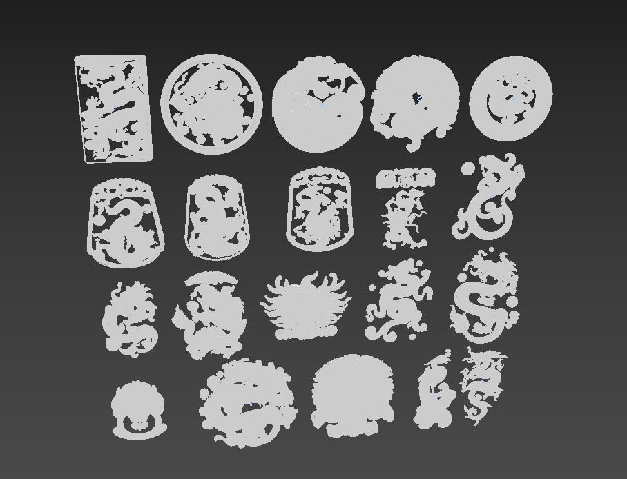 A set of Chinese dragon and phoenix carvings 3D model_4