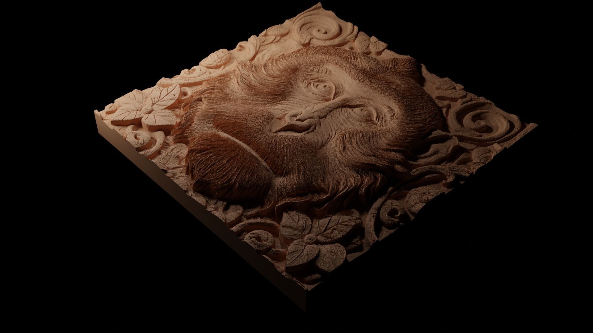 Macaque CNC 3d Print High Relief Sand Casting 3D print model_1