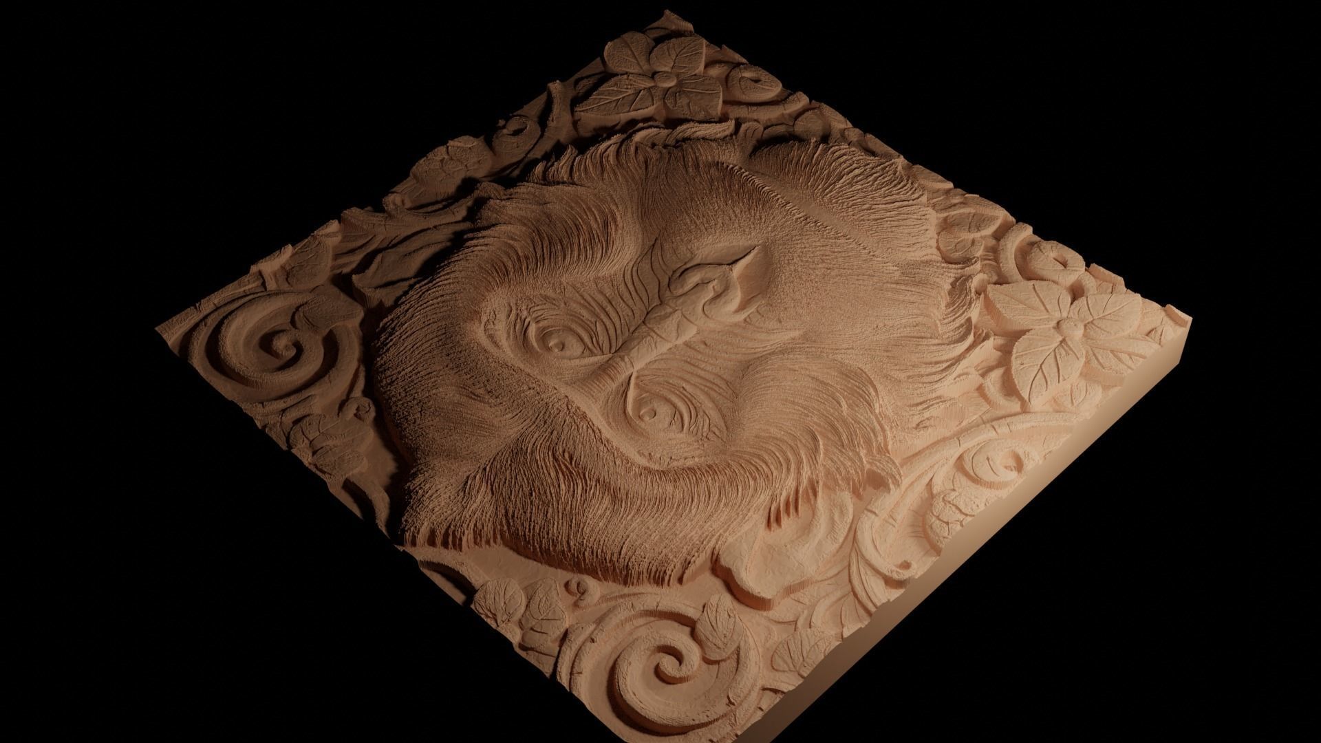 Macaque CNC 3d Print High Relief Sand Casting 3D print model_4