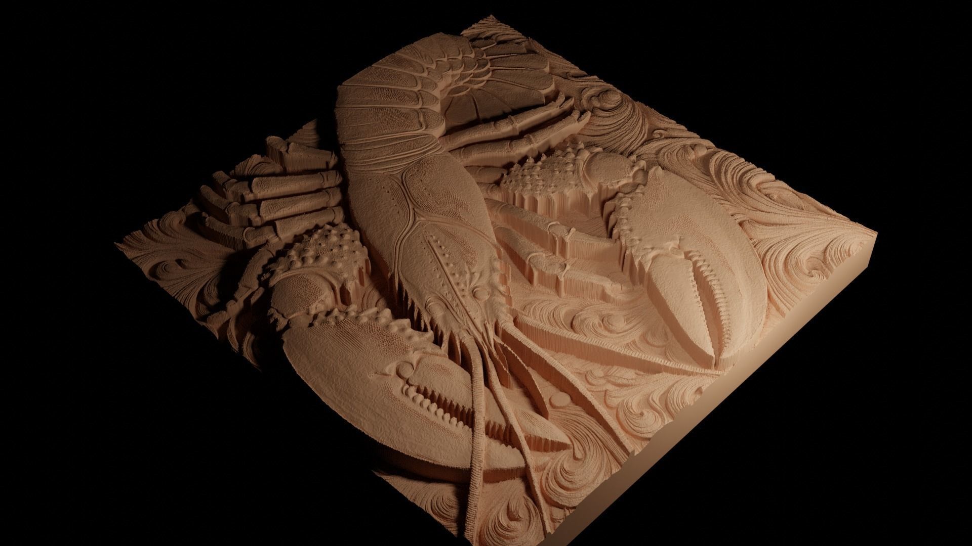 Lobster CNC 3d Print High Relief Sand Casting 3D print model_4