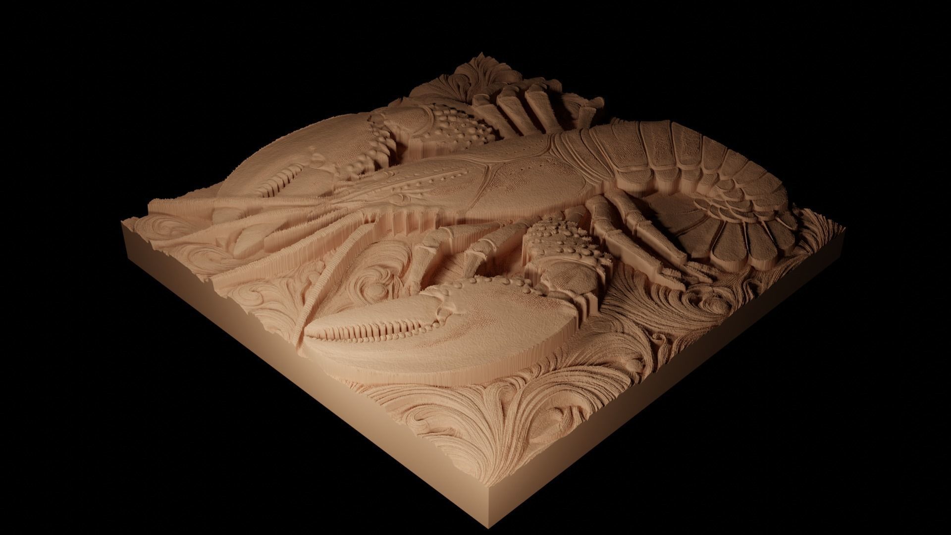 Lobster CNC 3d Print High Relief Sand Casting 3D print model_2