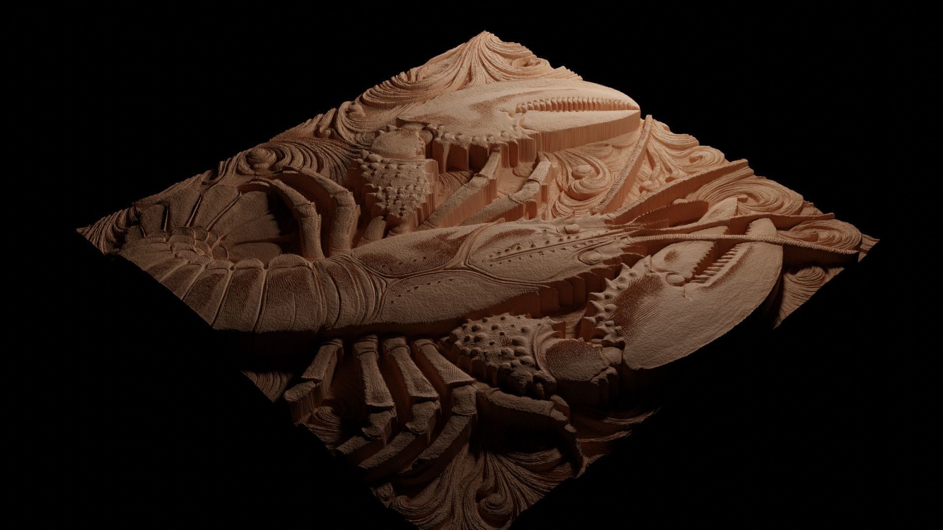 Lobster CNC 3d Print High Relief Sand Casting 3D print model_3