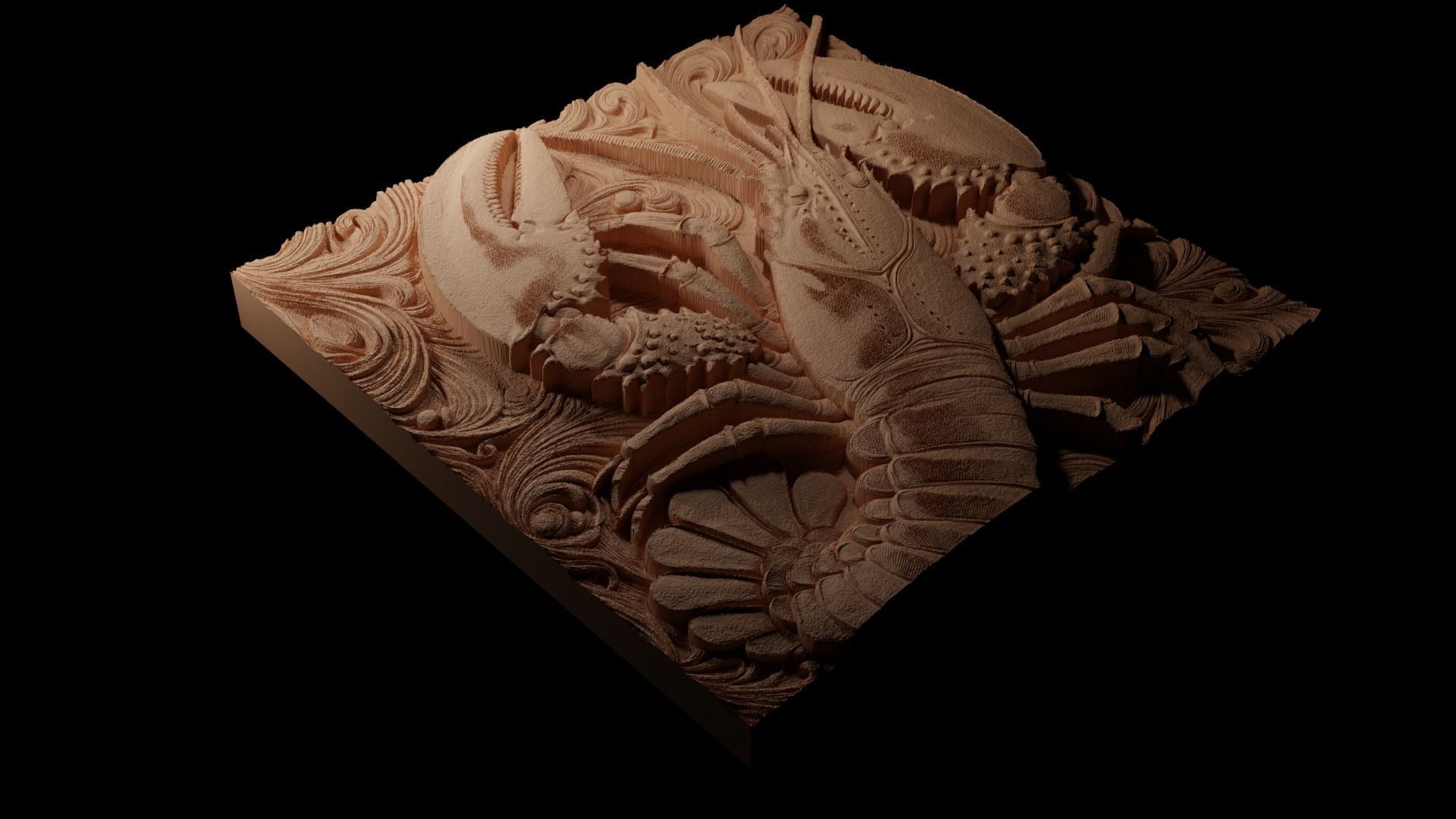 Lobster CNC 3d Print High Relief Sand Casting 3D print model_1