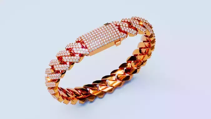 Cuban Chain Bracelet 13 3D print model
