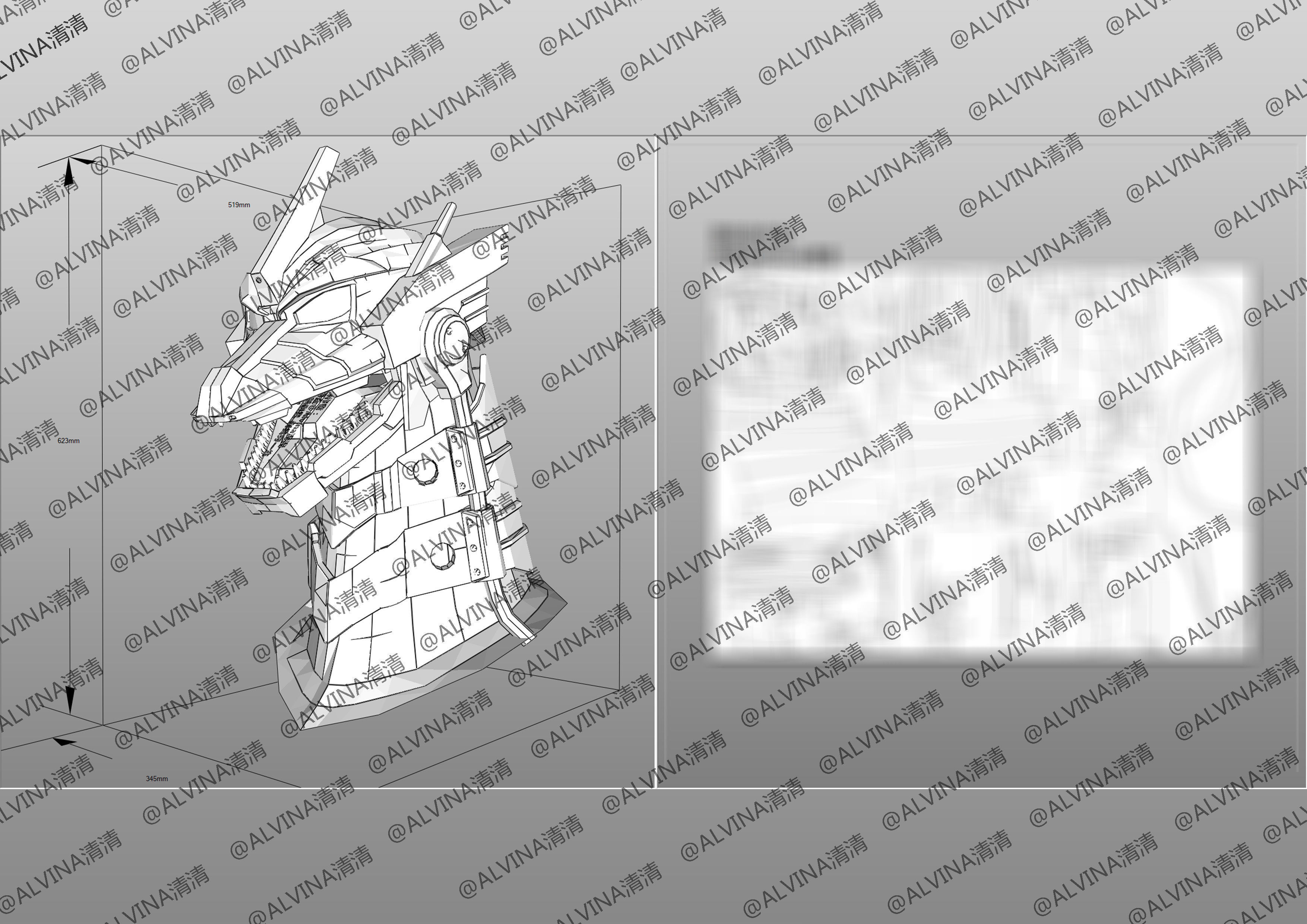 MFS-3 Mecha Godzilla Armor - DIY Cosplay Pepakura Foam Template 3D model_15