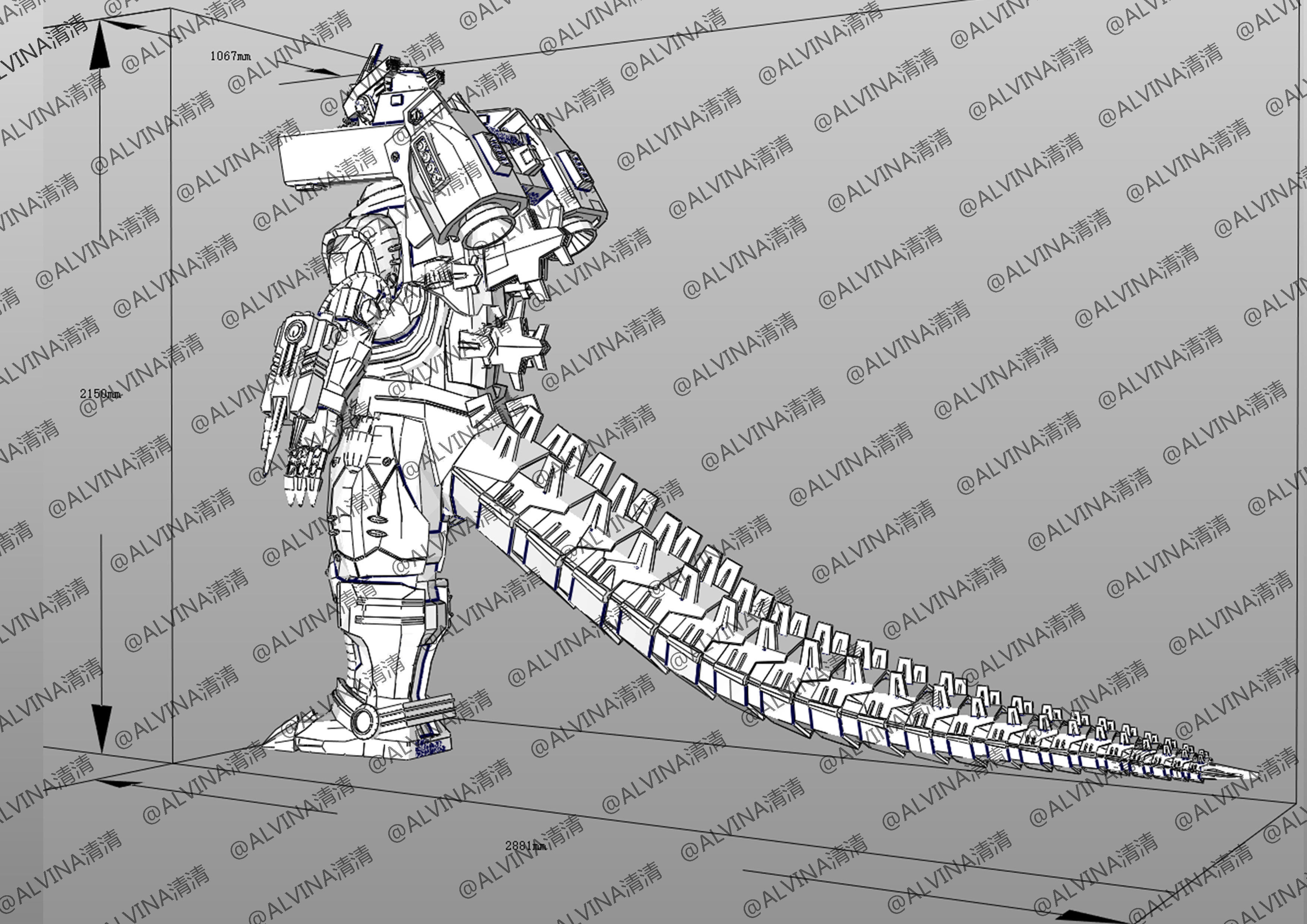 MFS-3 Mecha Godzilla Armor - DIY Cosplay Pepakura Foam Template 3D model_6