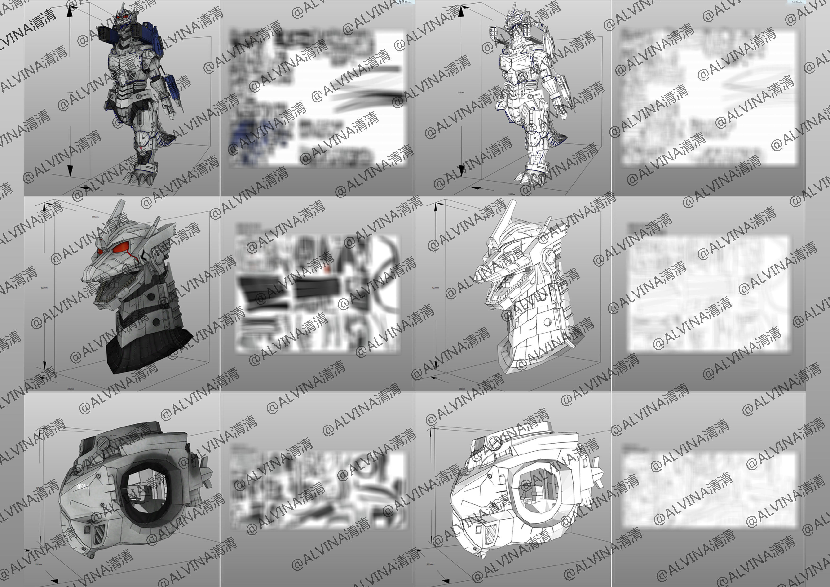 MFS-3 Mecha Godzilla Armor - DIY Cosplay Pepakura Foam Template 3D model_7