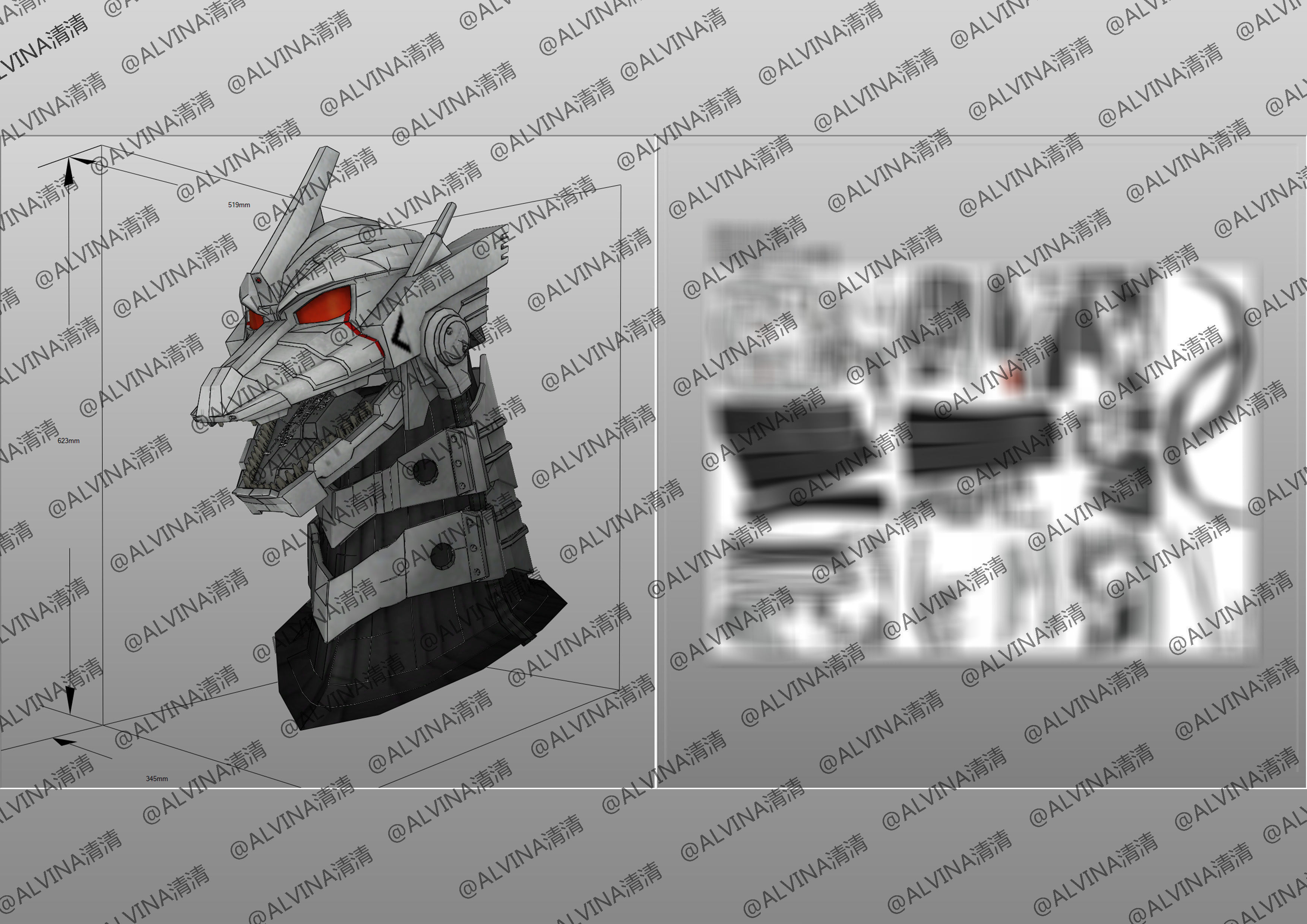 MFS-3 Mecha Godzilla Armor - DIY Cosplay Pepakura Foam Template 3D model_14