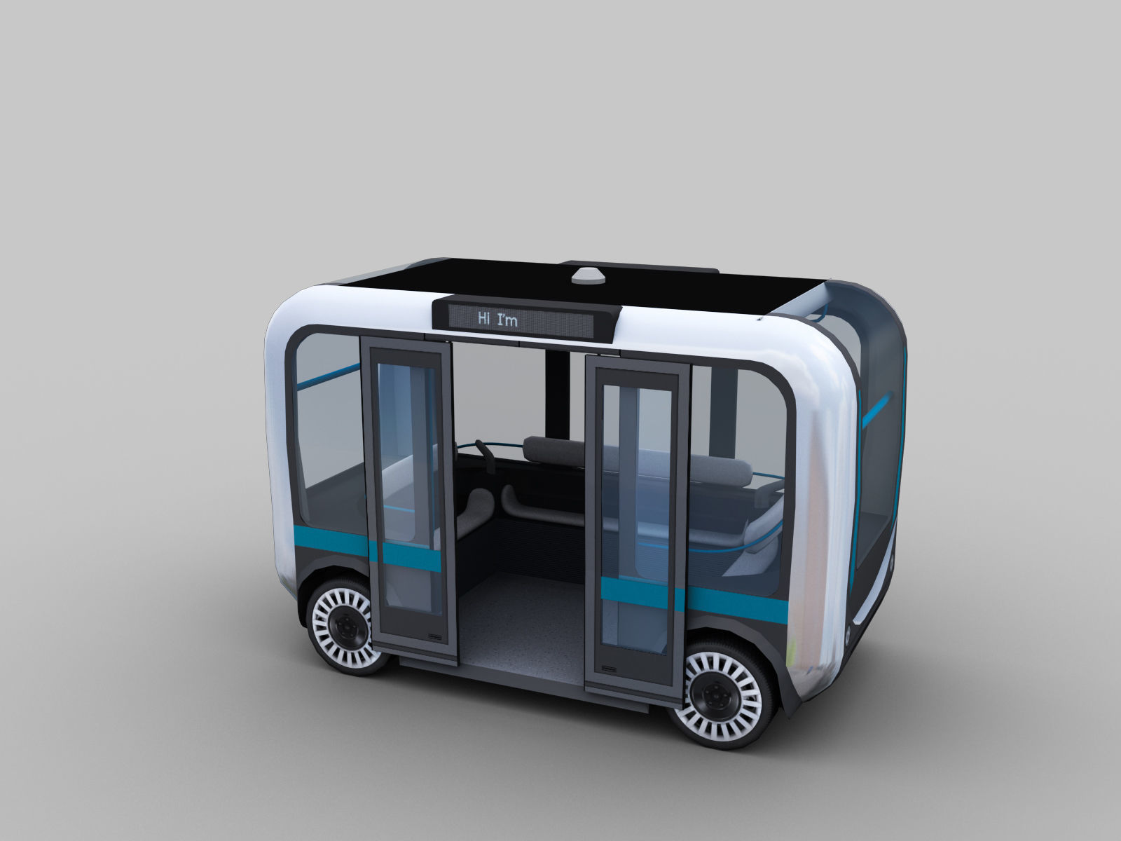 Olli Bus Lowpoly with interior Low-poly 3D model_3