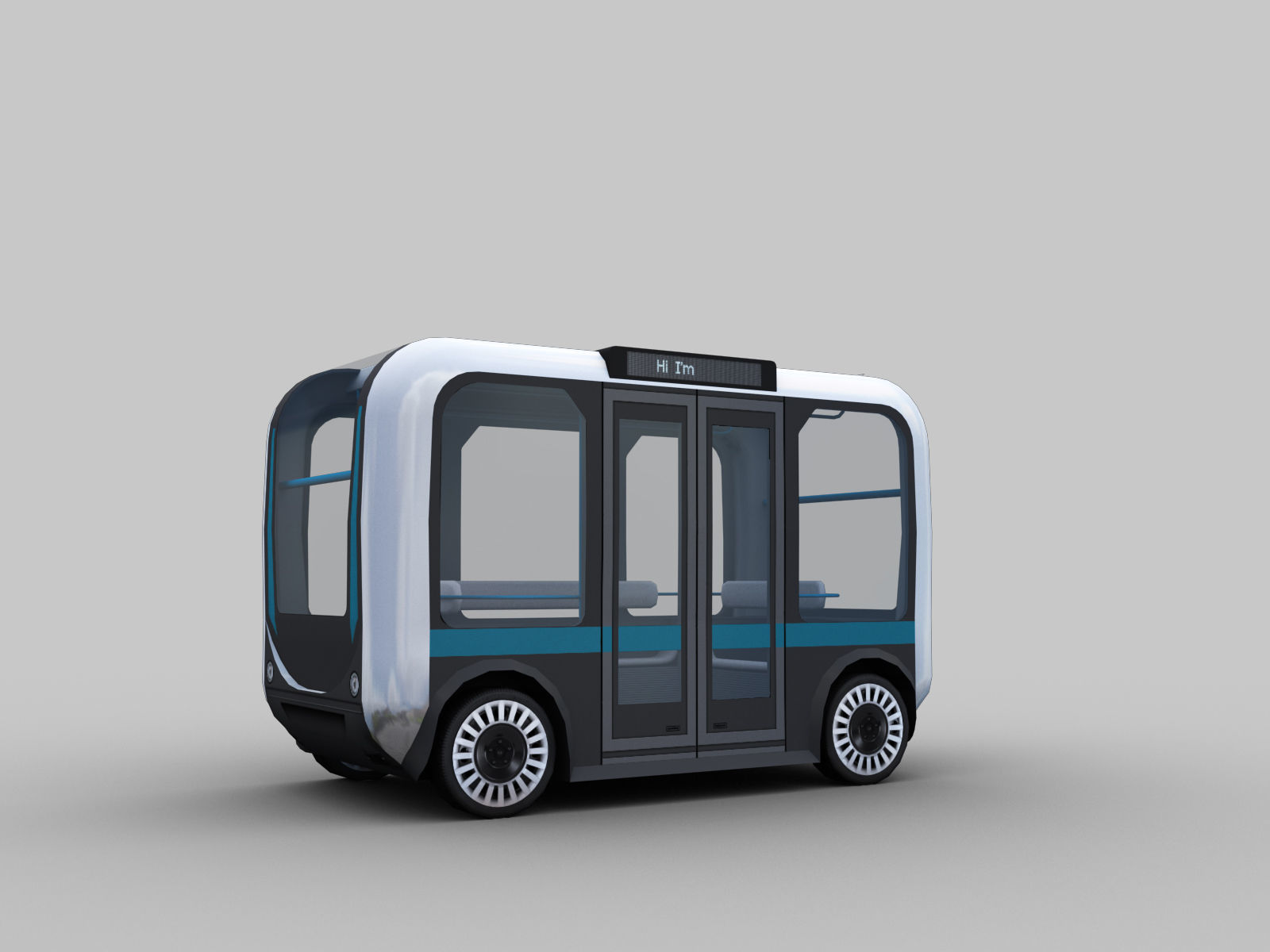 Olli Bus Lowpoly with interior Low-poly 3D model_2