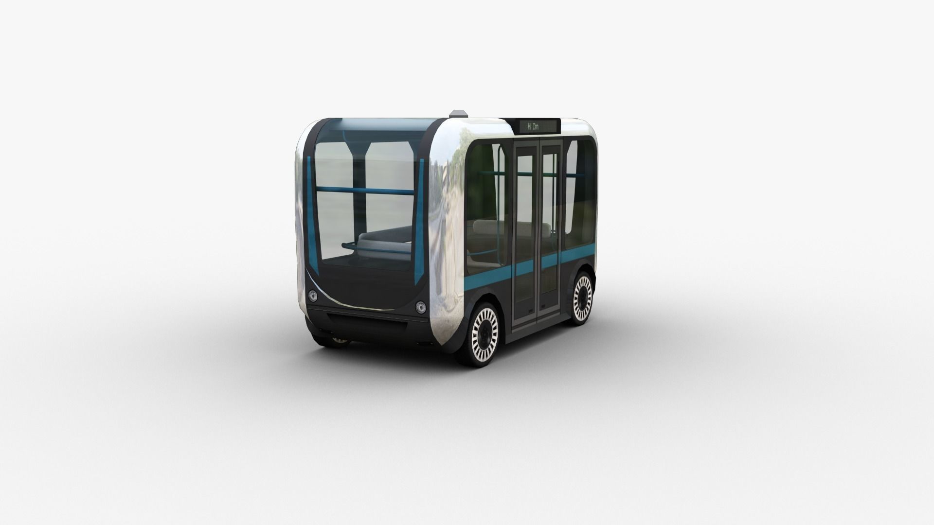 Olli Bus Lowpoly with interior Low-poly 3D model_11