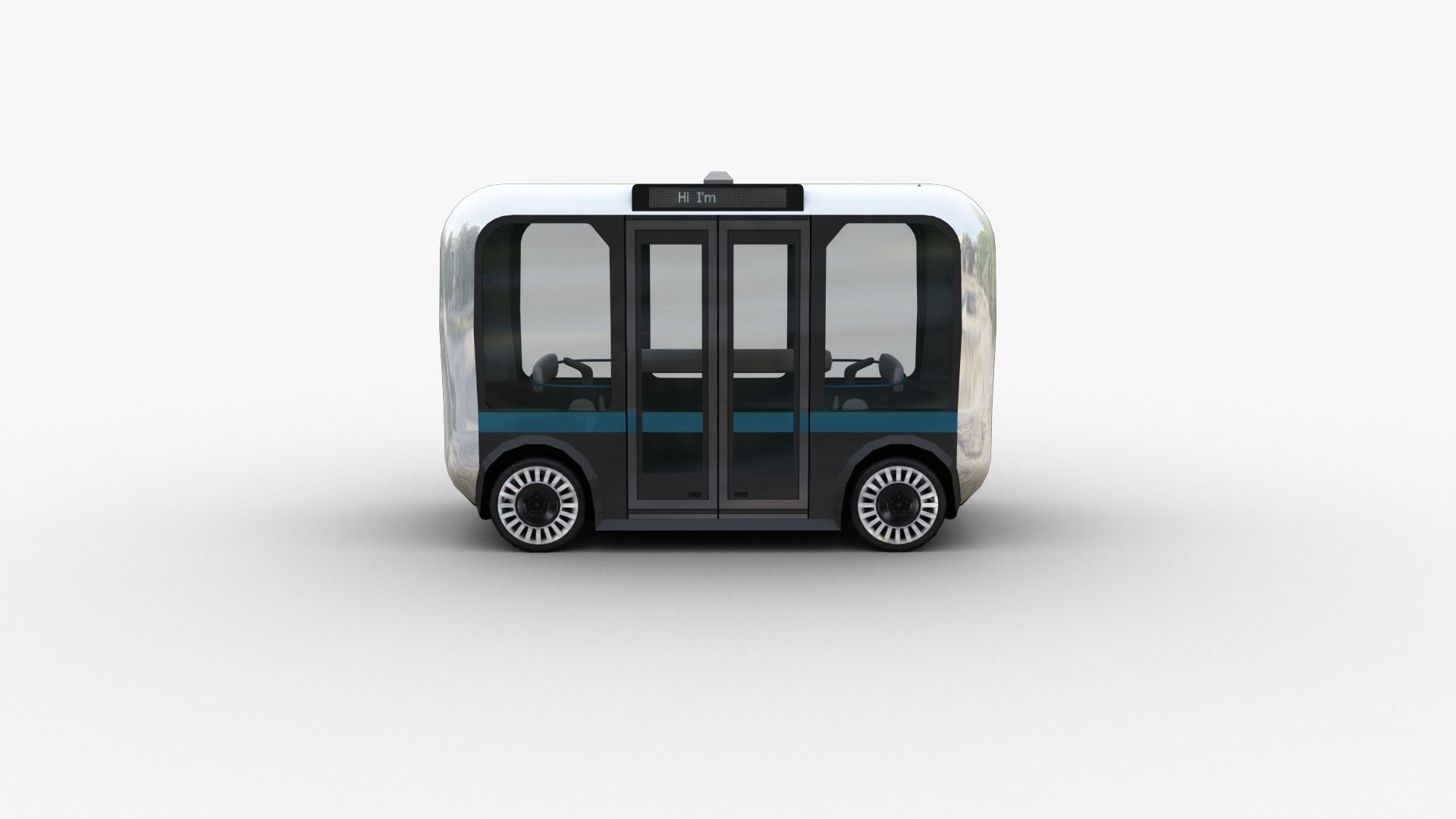 Olli Bus Lowpoly with interior Low-poly 3D model_9