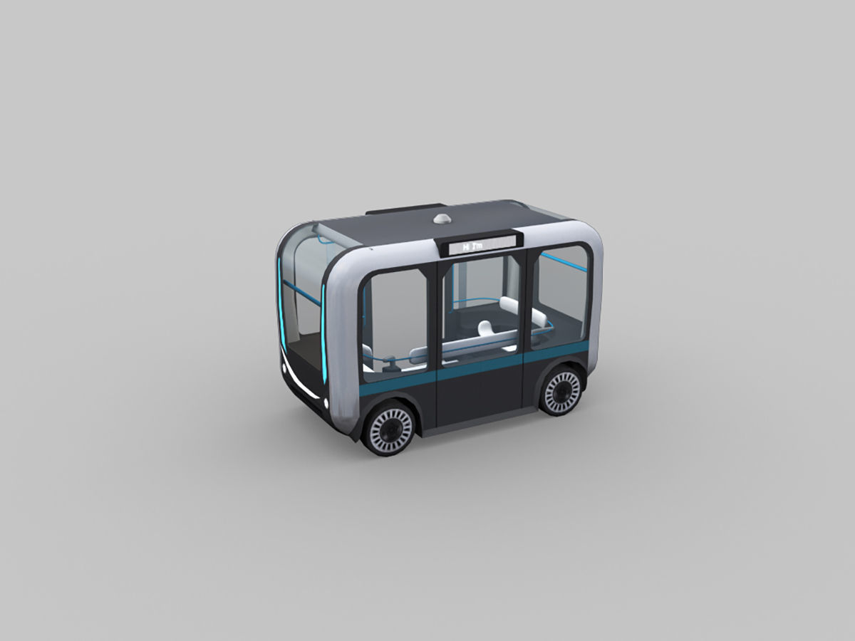 Olli Bus Lowpoly with interior Low-poly 3D model_4