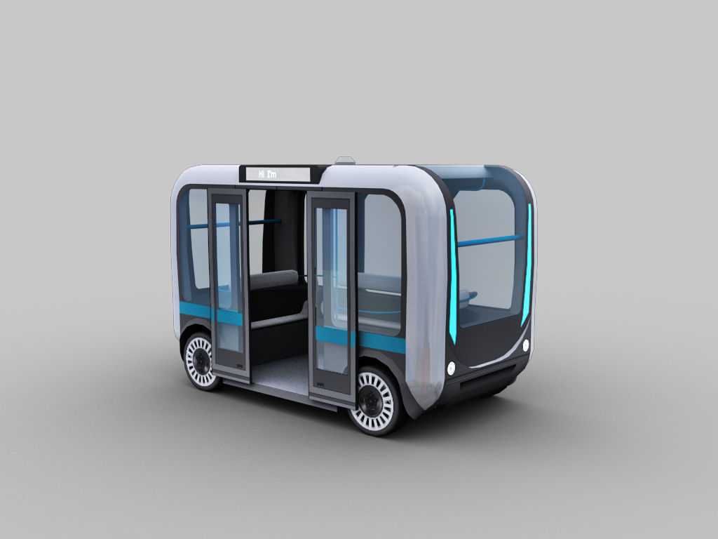 Olli Bus Lowpoly with interior Low-poly 3D model_1