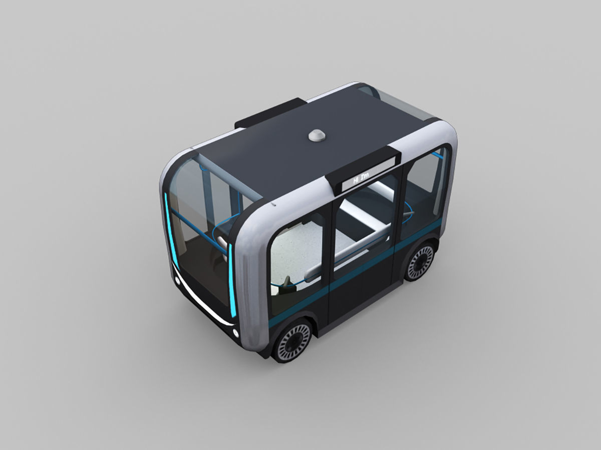 Olli Bus Lowpoly with interior Low-poly 3D model_5