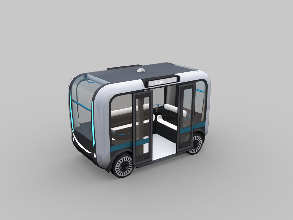 Olli Bus Lowpoly with interior Low-poly 3D model_7