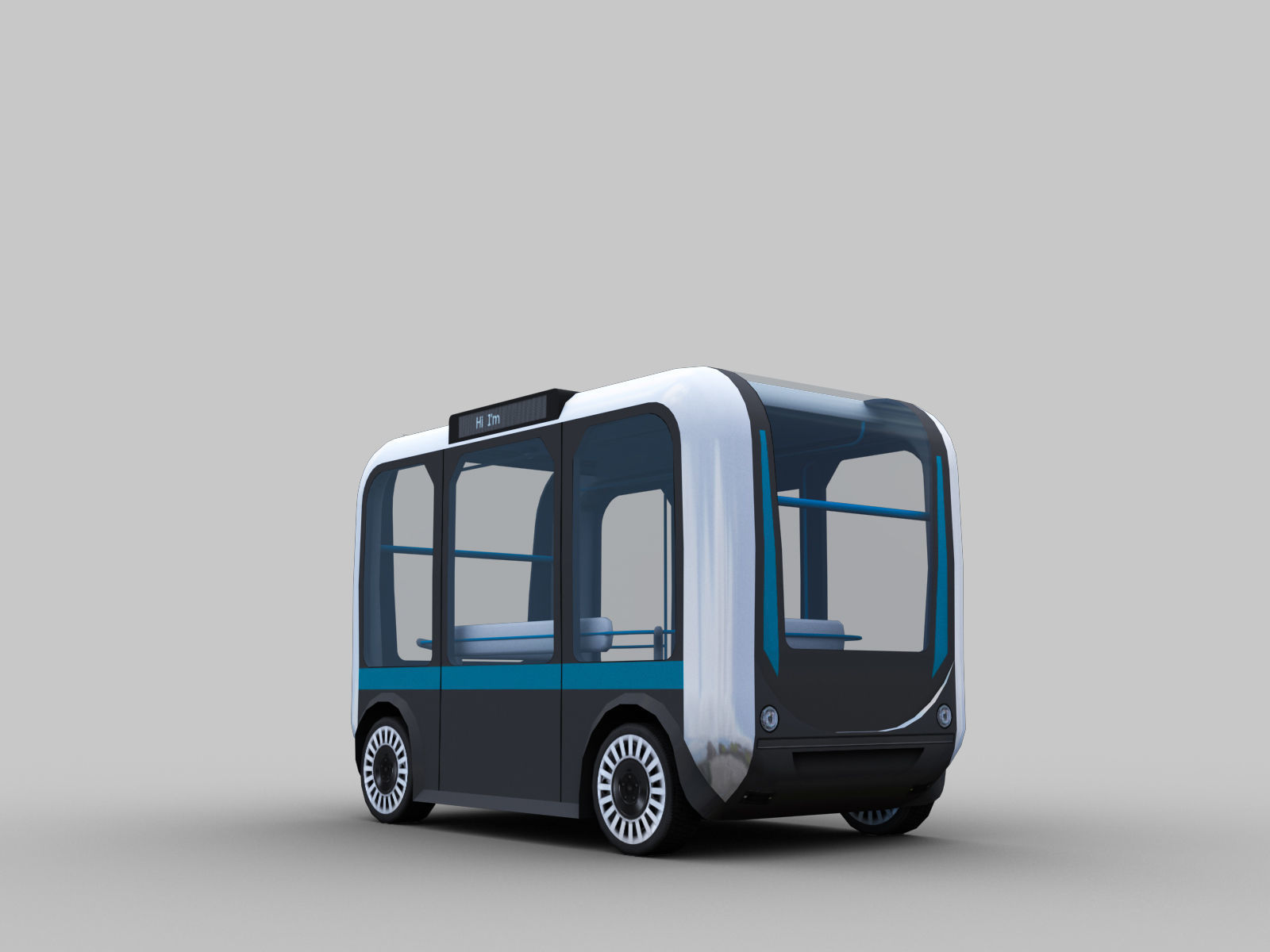 Olli Bus Lowpoly with interior Low-poly 3D model_6