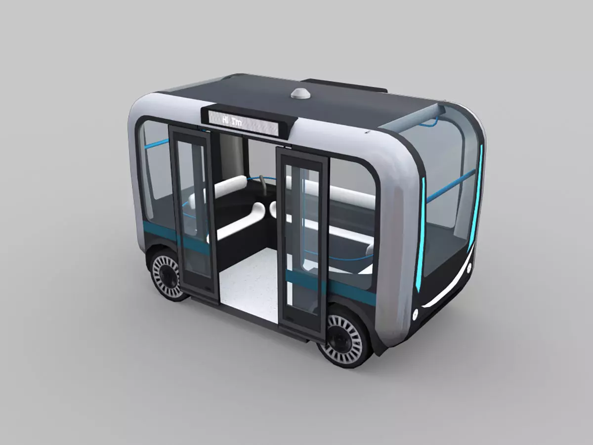 Olli Bus Lowpoly with interior Low-poly 3D model_0