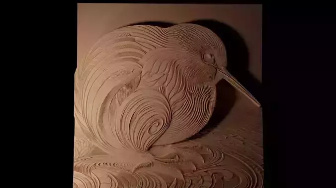 Kiwi Bird CNC 3d Print High Relief Sand Casting 3D print model