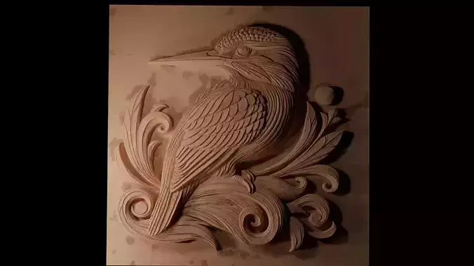 Kingfisher CNC 3d Print High Relief Sand Casting 3D print model