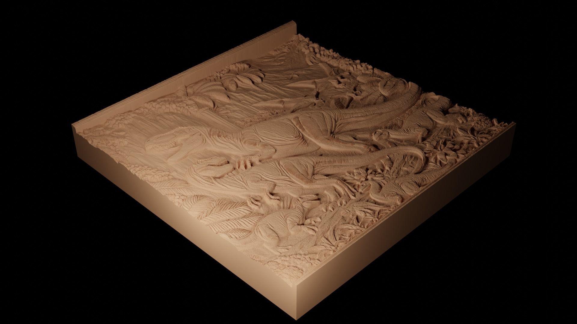 Jurassic CNC 3d Print High Relief Sand Casting 3D print model_2